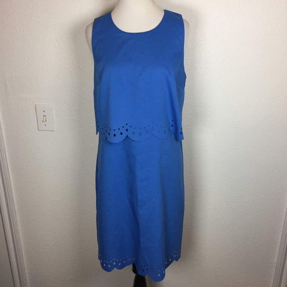 LOFT blue tiered eyelet dress size 6